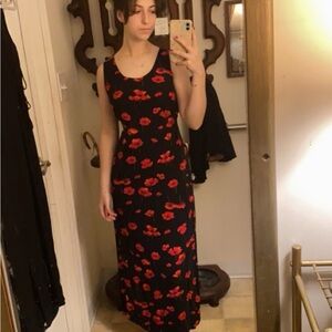 Floral Black and Red Maxi Dress
